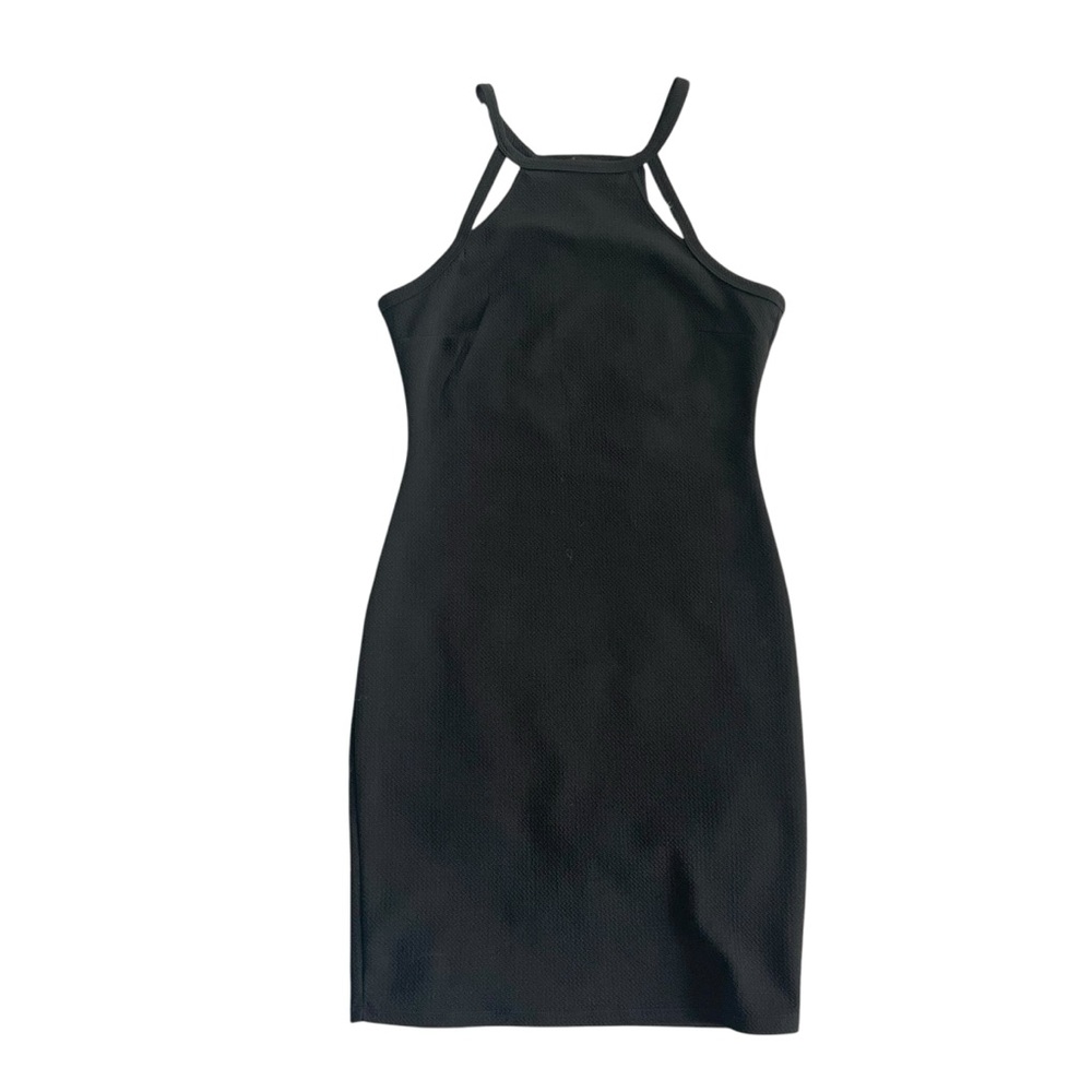 Papaya Cut Out Black Mini Sleeveless High Halter Neck Dress Medium